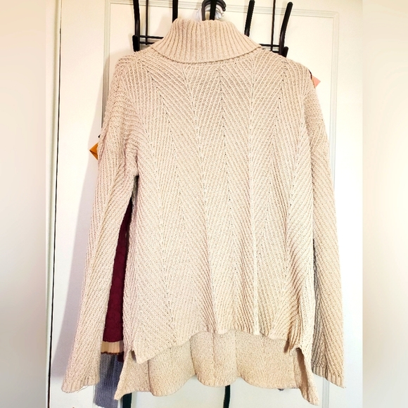 Beige Oversized Turtleneck Sweater - Picture 1 of 3